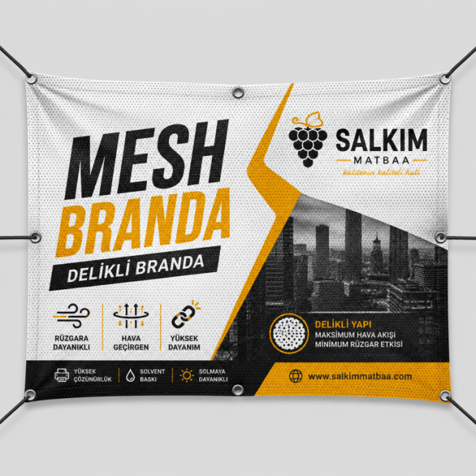 Mesh Branda - Hava Geçirgen Delikli Dış Cephe Baskı (Özel Ölçü)