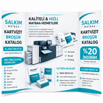A4 Çift Kırım Broşür Baskı | Katlanır Profesyonel Tanıtım Broşürleri