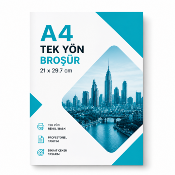 A4 Tek Yön Broşür (21 x 29.7 cm) – Kaliteli Renkli Baskı