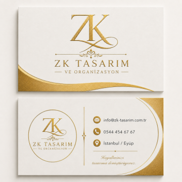 Çift Yüz Altın Yaldızlı Kartvizit