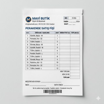 Perakende Satış Fişi - Logolu, Numaratörlü ve Otokopili (A5 & A6 Boyut)