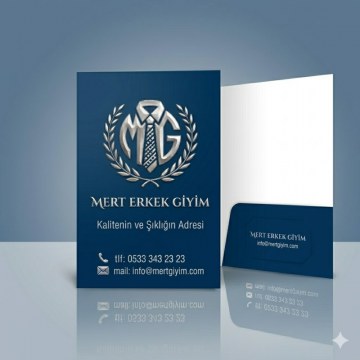 Tek Yüz Renkli Kabartma Laklı Cepli Dosya – VIP Sunum Dosyası – 350gr Kuşe